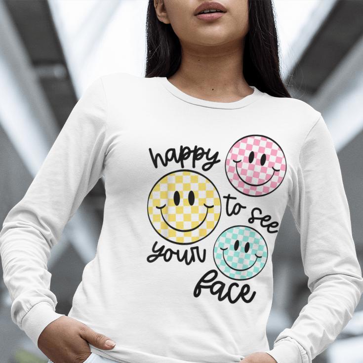 Happy To See Your Face Smile Face Teacher Back To School Women Long Sleeve T-Shirt, funny gift Happy To See Your Face Smile Face Teacher Back To School Women Long Sleeve T-Shirt, funny gift
