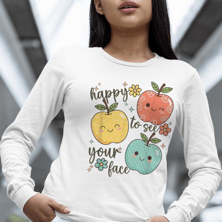 Happy To See Your Face Teacher Apple Women Long Sleeve T-Shirt, funny gift Happy To See Your Face Teacher Apple Women Long Sleeve T-Shirt, funny gift