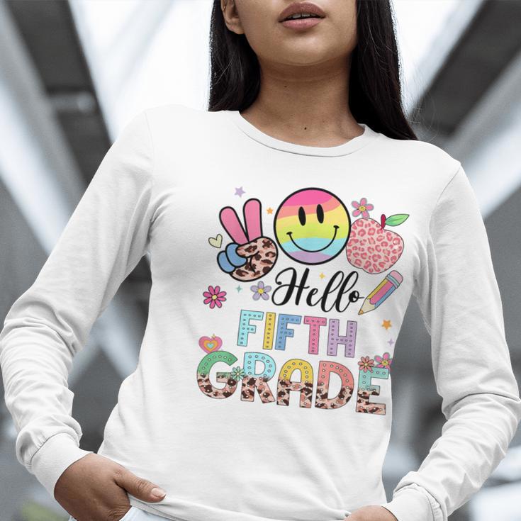 Hello 5th Grade Boy Girl Teacher Back To School 5th Grade Women Long Sleeve T-Shirt, funny gift