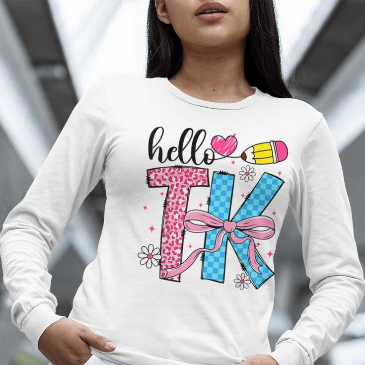 Hello TK Transitional Kindergarten Back To School Teacher Women Long Sleeve T-Shirt, funny gift