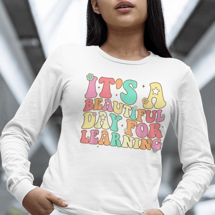 It's Beautiful Day For Learning Retro Teacher Students Women Women Long Sleeve T-Shirt, funny gift It's Beautiful Day For Learning Retro Teacher Students Women Women Long Sleeve T-Shirt, funny gift