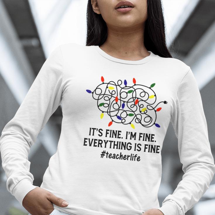 It's Fine I'm Fine Christmas Lights Teacher Xmas Women Long Sleeve T-Shirt, funny gift It's Fine I'm Fine Christmas Lights Teacher Xmas Women Long Sleeve T-Shirt, funny gift