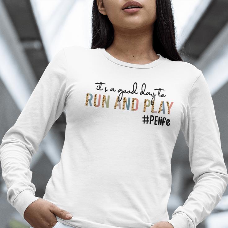 It's a Good Day To Run And Play Leopard PE Teacher Life Women Long Sleeve T-Shirt, Pe Teacher Shirts, funny gift It's a Good Day To Run And Play Leopard PE Teacher Life Women Long Sleeve T-Shirt, Pe Teacher Shirts, funny gift