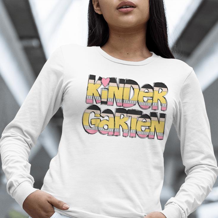 Kindergarten Pencil First Day Of School Teacher Toddler Kids Women Long Sleeve T-Shirt, funny gift
