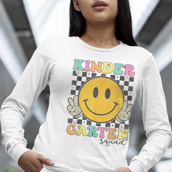 Kindergarten Squad Smile Face Teachers Kids Back To School Women Long Sleeve T-Shirt, funny gift