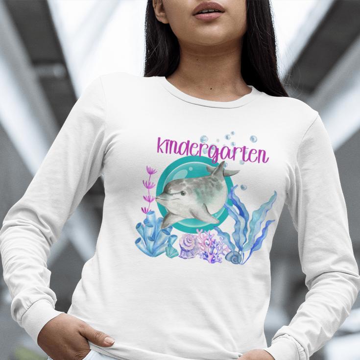Kindergarten Teacher Dolphin Ocean Life Teaching Team Spirit Women Long Sleeve T-Shirt, funny gift Kindergarten Teacher Dolphin Ocean Life Teaching Team Spirit Women Long Sleeve T-Shirt, funny gift