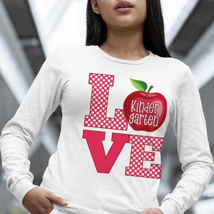 Love Kindergarten Cute Apple School Teacher Women Long Sleeve T-Shirt, funny gift Love Kindergarten Cute Apple School Teacher Women Long Sleeve T-Shirt, funny gift