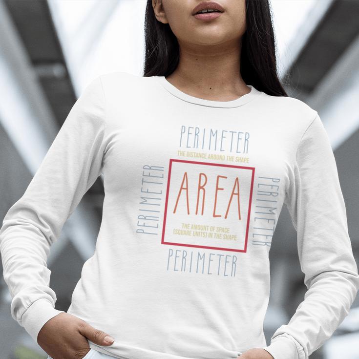 Math Teacher Area Perimeter Cool Math Math Teacher Women Long Sleeve T-Shirt, funny gift