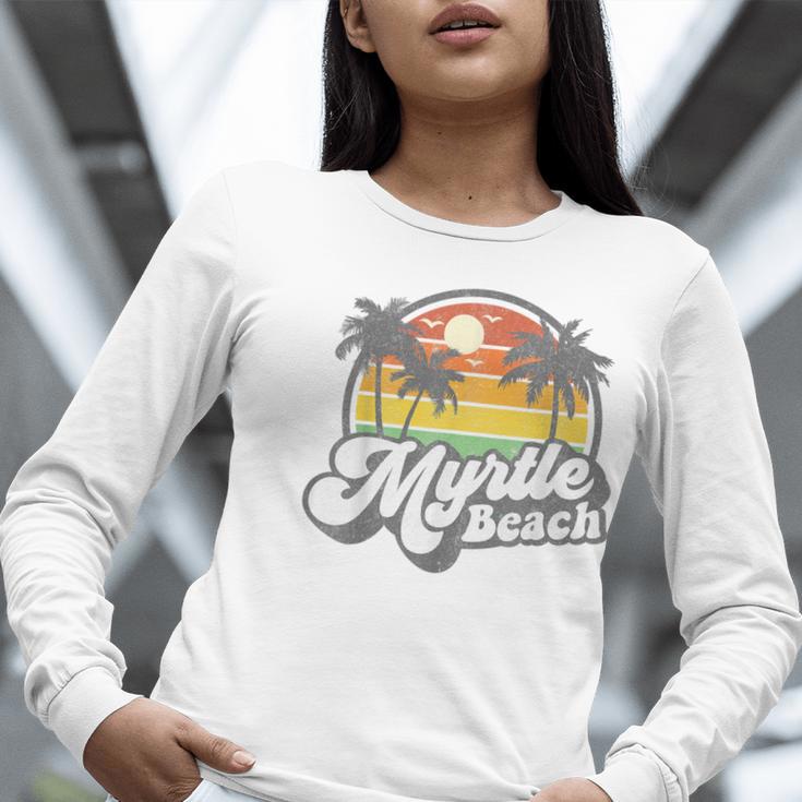 Myrtle Beach South Carolina Retro 70s Vintage Vacation Women Long Sleeve T-Shirt, funny gift