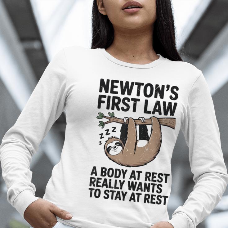 Newtons First Law Physics Jokes Science Teacher Women Long Sleeve T-Shirt, Science Teacher Shirts, funny gift Newtons First Law Physics Jokes Science Teacher Women Long Sleeve T-Shirt, Science Teacher Shirts, funny gift