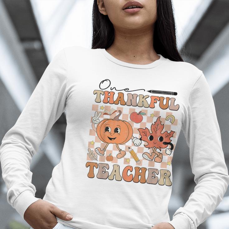 One Thankful Teacher Thanksgiving Groovy Fall Autumn Teacher Women Long Sleeve T-Shirt, Groovy Teacher Shirts, funny gift One Thankful Teacher Thanksgiving Groovy Fall Autumn Teacher Women Long Sleeve T-Shirt, Groovy Teacher Shirts, funny gift