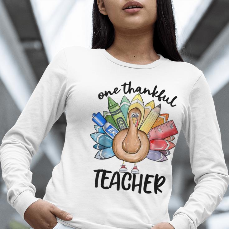 One Thankful Teacher Turkey Pencil Thanksgiving Teachers Women Long Sleeve T-Shirt, funny gift One Thankful Teacher Turkey Pencil Thanksgiving Teachers Women Long Sleeve T-Shirt, funny gift