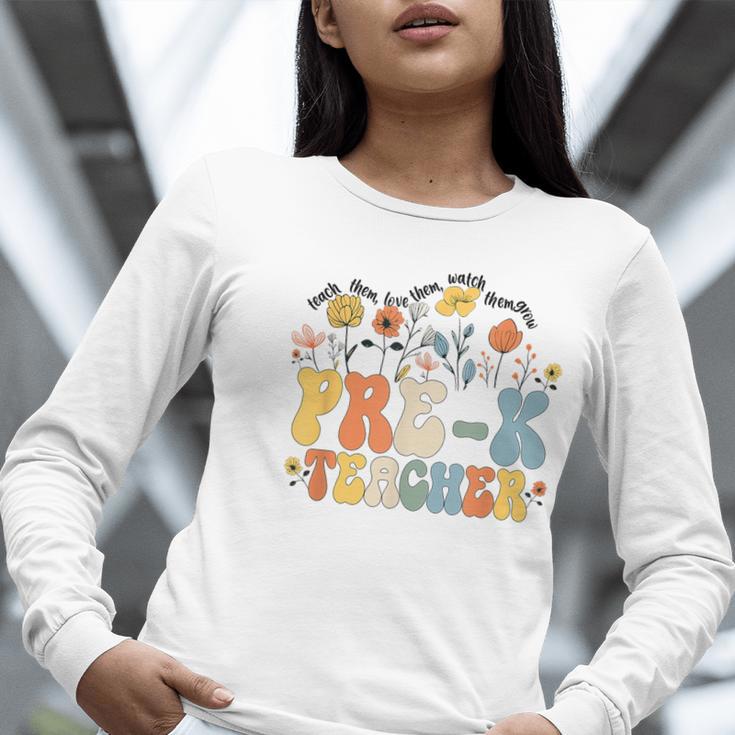 Pre-k Teacher Appreciation Teaching Wildflowers Women Long Sleeve T-Shirt, funny gift