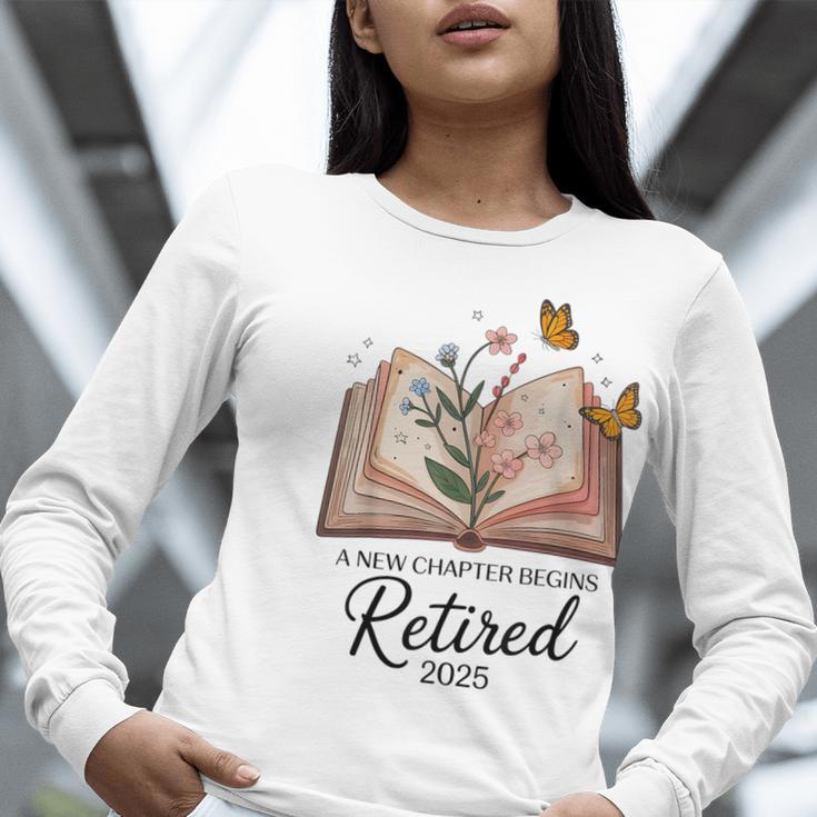 Retired 2025 A New Chapter Begins Retirement Teacher Book Women Long Sleeve T-Shirt, funny gift Retired 2025 A New Chapter Begins Retirement Teacher Book Women Long Sleeve T-Shirt, funny gift