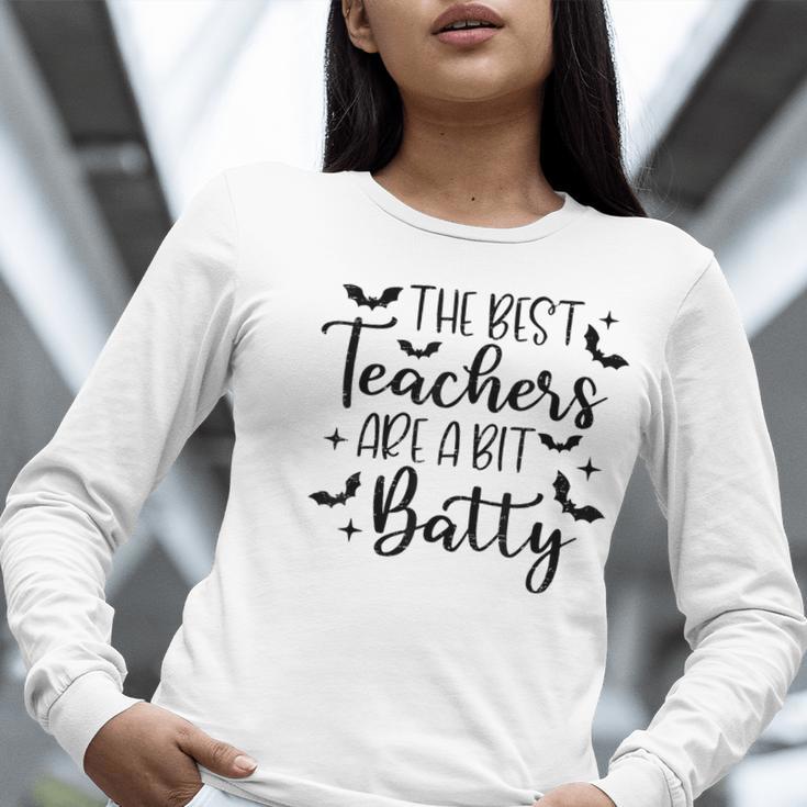 Retro The Best Teachers Are A Bit Batty Halloween Teacher Women Long Sleeve T-Shirt, funny gift Retro The Best Teachers Are A Bit Batty Halloween Teacher Women Long Sleeve T-Shirt, funny gift