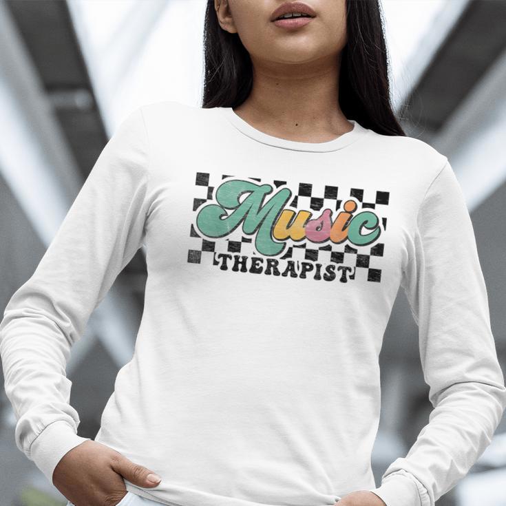 Retro Checkered Music Therapist Squad Music Therapy Teacher For Men Women Women Long Sleeve T-Shirt, funny gift Retro Checkered Music Therapist Squad Music Therapy Teacher For Men Women Women Long Sleeve T-Shirt, funny gift