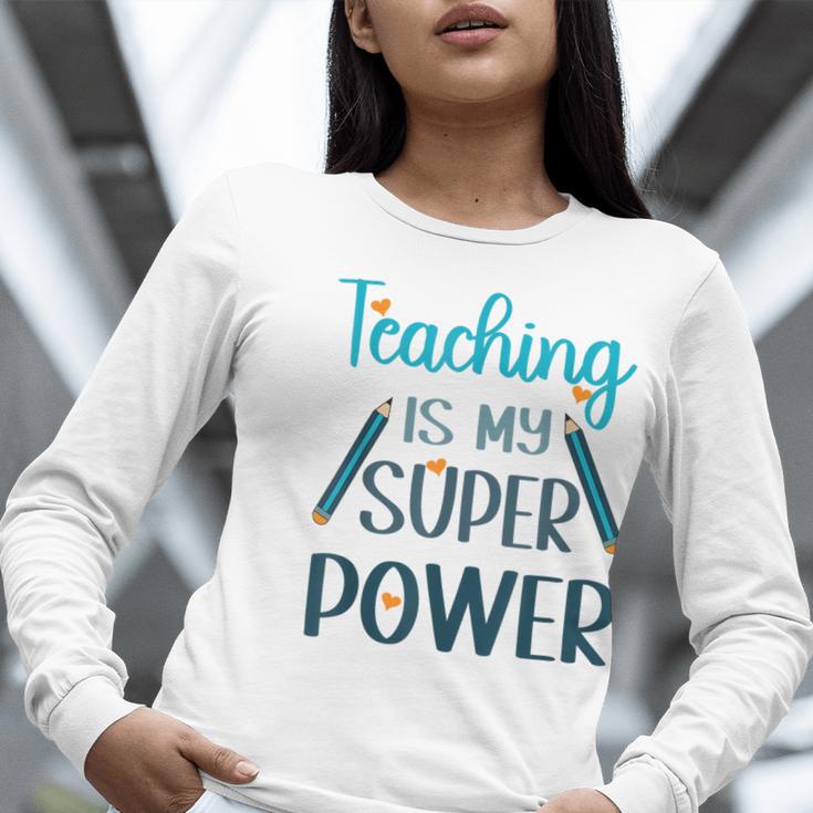 Retro Groovy Teaching Is My Super Power Teacher's Present Men Women Women Long Sleeve T-Shirt, funny gift