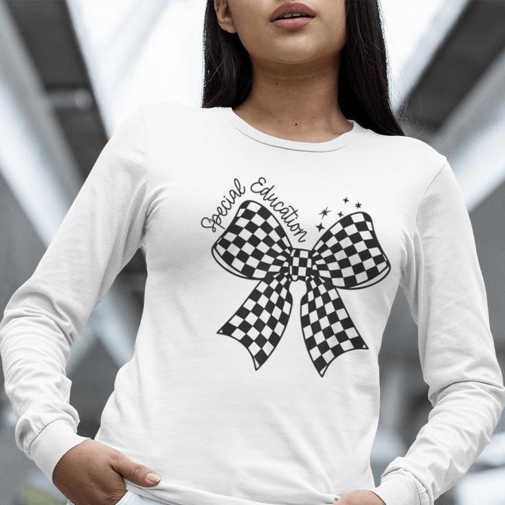 Retro Special Education Squad Coquette Bow SPED Teacher Women Long Sleeve T-Shirt, funny gift Retro Special Education Squad Coquette Bow SPED Teacher Women Long Sleeve T-Shirt, funny gift