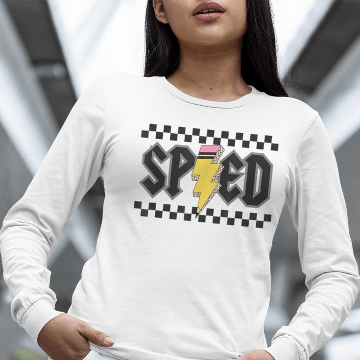 Retro SPED Teacher Pencil Lightning Bolt Back To School Women Long Sleeve T-Shirt, funny gift Retro SPED Teacher Pencil Lightning Bolt Back To School Women Long Sleeve T-Shirt, funny gift