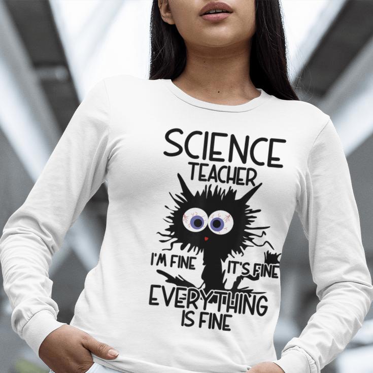 Science Teacher Appreciation Merch -Adults -Youth Grey Classic Fit Modern Science Theme Cartoon Women Long Sleeve T-Shirt, Science Teacher Shirts, funny gift
