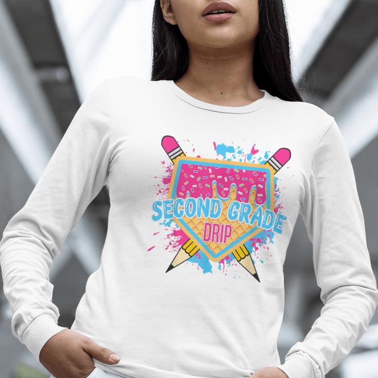 Second Grade Drip Ice Cream Home Plate Baseball Teachers Kid Women Long Sleeve T-Shirt, funny gift Second Grade Drip Ice Cream Home Plate Baseball Teachers Kid Women Long Sleeve T-Shirt, funny gift