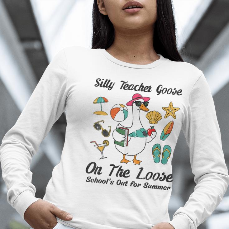 Silly Teacher Goose On The Loose School Out Summer Women Men Women Long Sleeve T-Shirt, funny gift Silly Teacher Goose On The Loose School Out Summer Women Men Women Long Sleeve T-Shirt, funny gift