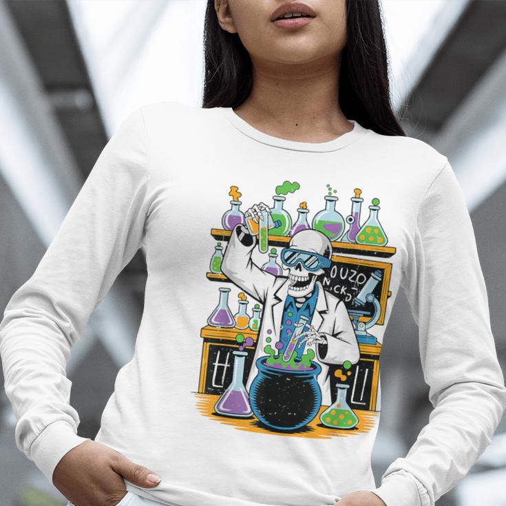 Skeleton Mad Scientist Halloween Costume Science Teacher Women Long Sleeve T-Shirt, Science Teacher Shirts, funny gift Skeleton Mad Scientist Halloween Costume Science Teacher Women Long Sleeve T-Shirt, Science Teacher Shirts, funny gift