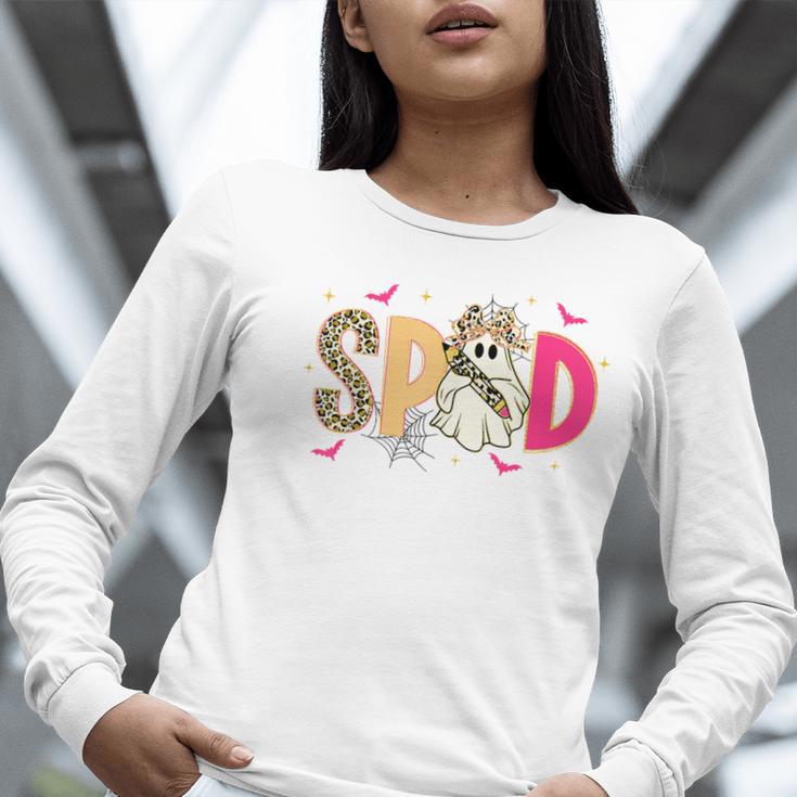 Sped Teacher Halloween Ghost Special Education Preppy Fall Women Long Sleeve T-Shirt, funny gift
