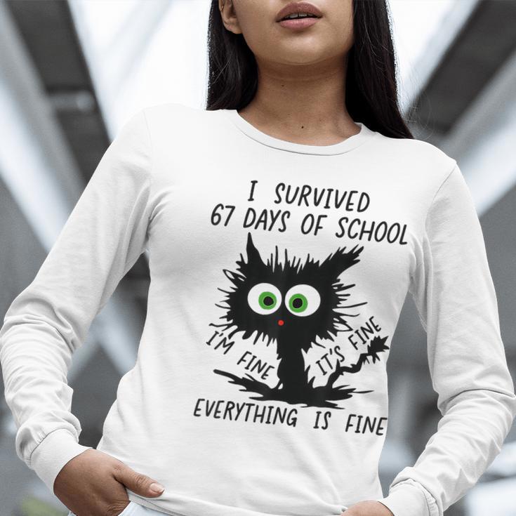 I Survived 67 Days Of School Teachers Students Humor Women Long Sleeve T-Shirt, funny gift I Survived 67 Days Of School Teachers Students Humor Women Long Sleeve T-Shirt, funny gift