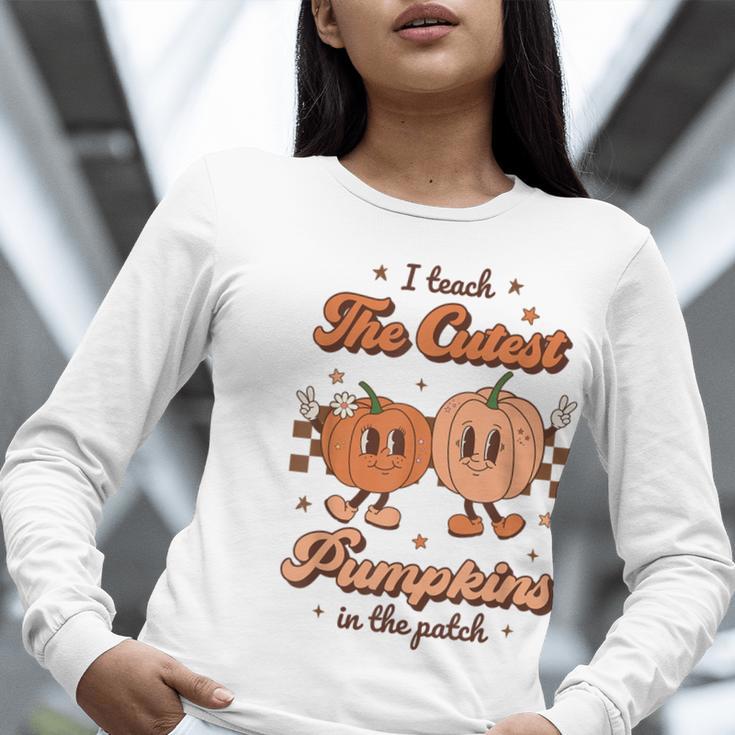 I Teach The Cutest Pumpkins In The Patch Retro Teacher Fall Women Long Sleeve T-Shirt, funny gift I Teach The Cutest Pumpkins In The Patch Retro Teacher Fall Women Long Sleeve T-Shirt, funny gift