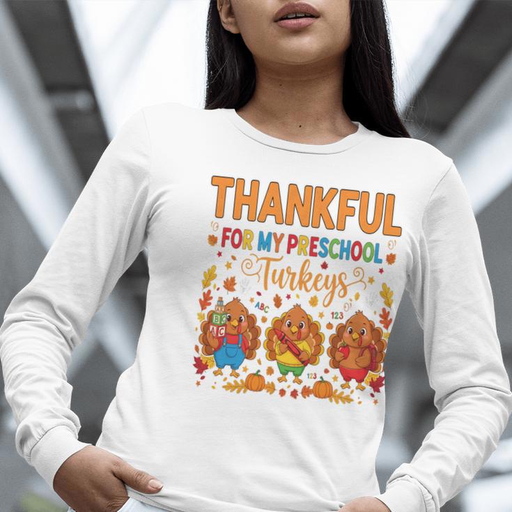 Teach Thanksgiving Teacher Thankful For My Preschool Turkeys Women Long Sleeve T-Shirt, funny gift Teach Thanksgiving Teacher Thankful For My Preschool Turkeys Women Long Sleeve T-Shirt, funny gift