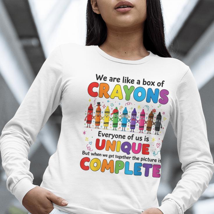 Teacher We Are Like a Box Of Crayons Back To School Women Long Sleeve T-Shirt, funny gift