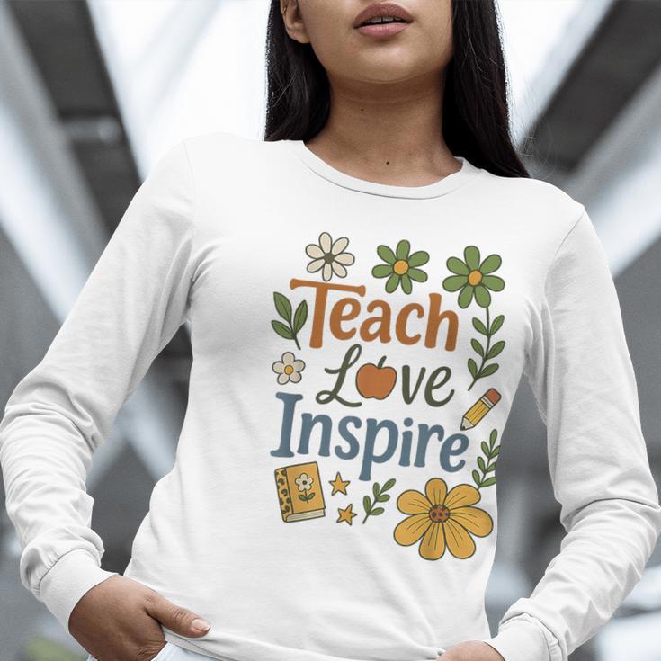 Teacher Inspire Love Women Long Sleeve T-Shirt, funny gift Teacher Inspire Love Women Long Sleeve T-Shirt, funny gift