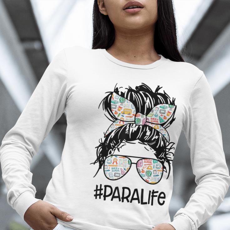 Teacher Para Life Tee Paraprofessional Cute Messy Bun Women Long Sleeve T-Shirt, funny gift Teacher Para Life Tee Paraprofessional Cute Messy Bun Women Long Sleeve T-Shirt, funny gift