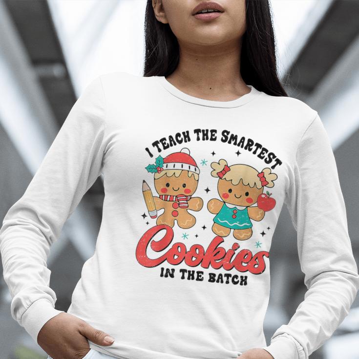 Teacher Of Smart Cookies Cute Gingerbread Teacher Christmas Women Long Sleeve T-Shirt, funny gift