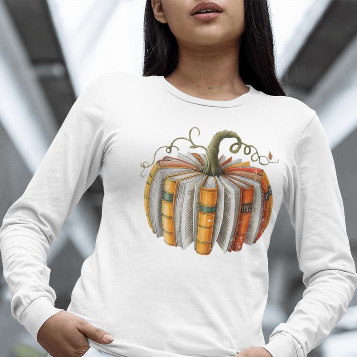 Teachers Students Fall Book Pumpkin Fall Librarians Bookworm Women Long Sleeve T-Shirt, funny gift Teachers Students Fall Book Pumpkin Fall Librarians Bookworm Women Long Sleeve T-Shirt, funny gift