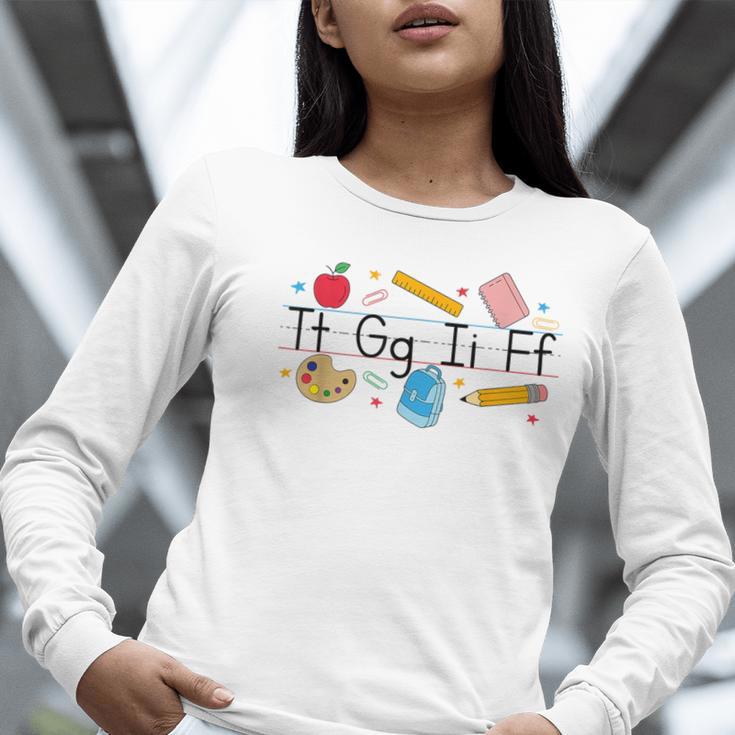 TGIF Teacher Alphabet Kindergarten Teacher Appreciation Women Long Sleeve T-Shirt, funny gift