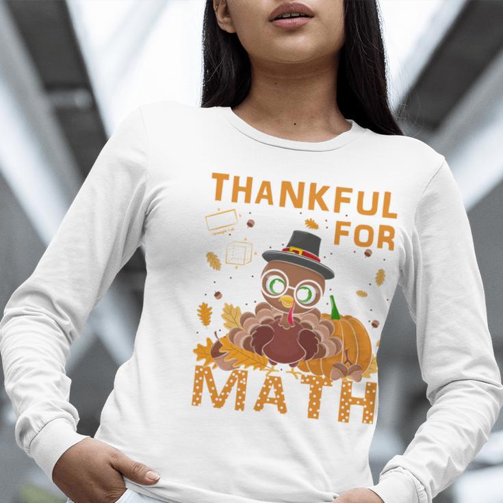Thankful Math Turkey Teacher Happy Thanksgiving Women Long Sleeve T-Shirt, funny gift