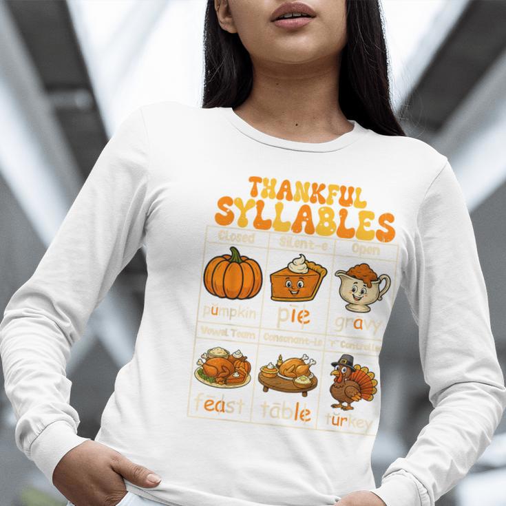 Thankful Syllables Teacher Thanksgiving Educational Kids Women Long Sleeve T-Shirt, funny gift Thankful Syllables Teacher Thanksgiving Educational Kids Women Long Sleeve T-Shirt, funny gift
