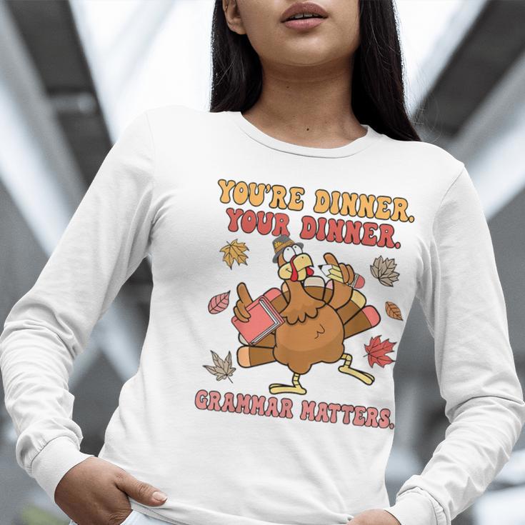 Thanksgiving Grammar Thankful English Teacher Fall Turkey Women Long Sleeve T-Shirt, English Teacher Shirts, funny gift Thanksgiving Grammar Thankful English Teacher Fall Turkey Women Long Sleeve T-Shirt, English Teacher Shirts, funny gift