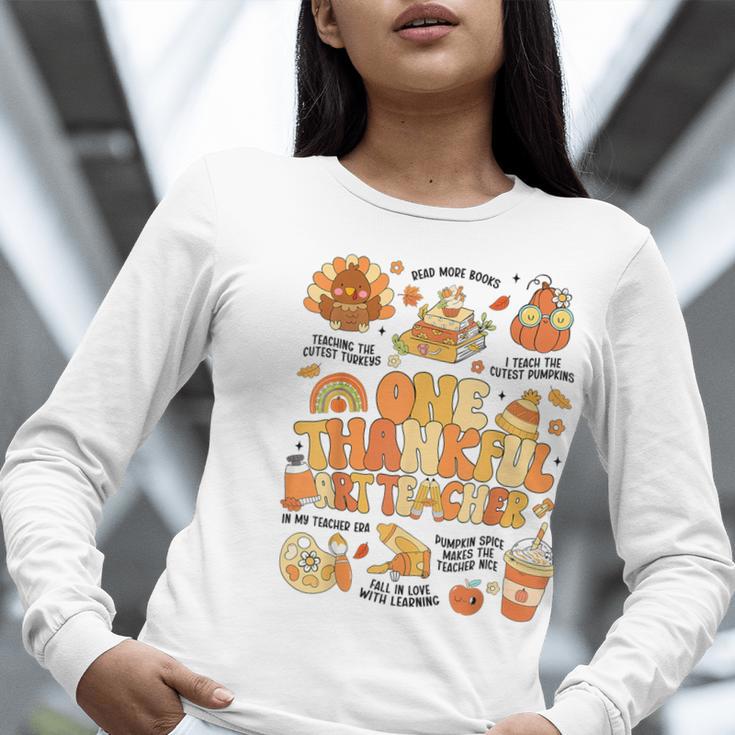 Thanksgiving One Thankful Art Teacher Fall Groovy Men Women Women Long Sleeve T-Shirt, Groovy Teacher Shirts, funny gift Thanksgiving One Thankful Art Teacher Fall Groovy Men Women Women Long Sleeve T-Shirt, Groovy Teacher Shirts, funny gift