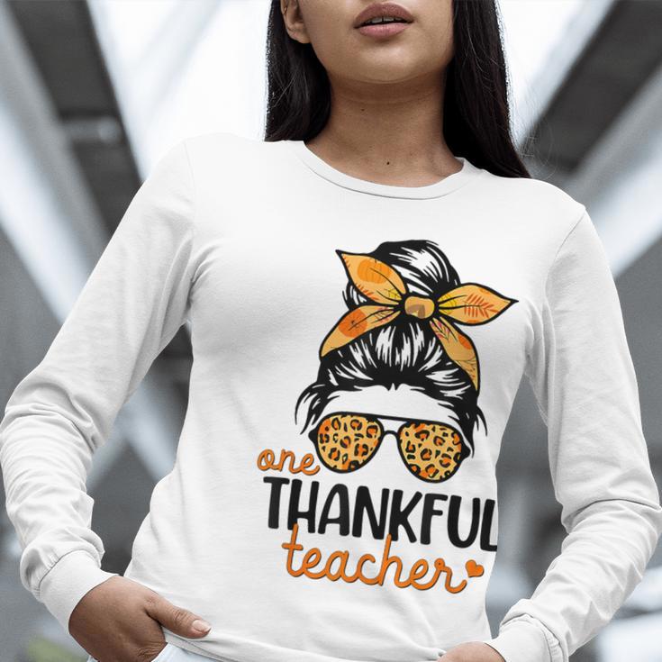 Thanksgiving Shirt Teacher Women Messy Bun Thankful Teacher Women Long Sleeve T-Shirt, funny gift Thanksgiving Shirt Teacher Women Messy Bun Thankful Teacher Women Long Sleeve T-Shirt, funny gift
