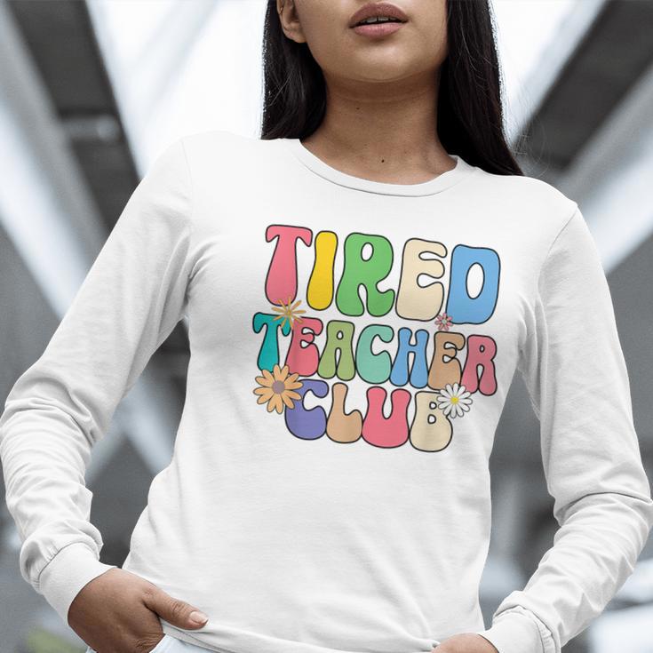 Tired Teachers Club Groovy Teachers Back To School Women Long Sleeve T-Shirt, funny gift
