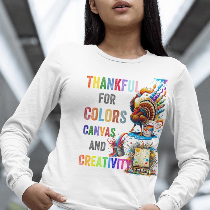 Turkey Thanksgiving Art Teacher Costume Tee For Artists Women Long Sleeve T-Shirt, funny gift