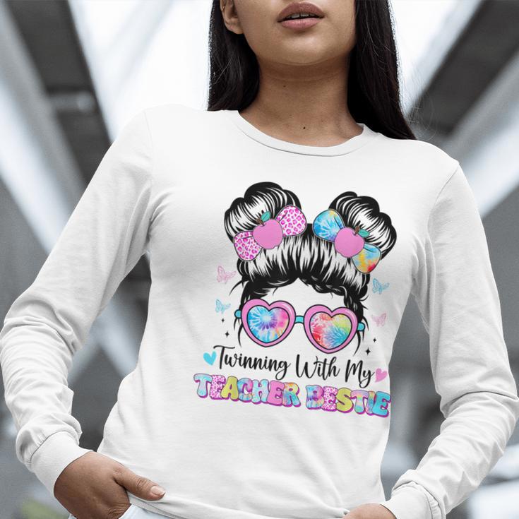Twinning With My Teacher Bestie Twin Day Friends Teacher Women Long Sleeve T-Shirt, funny gift Twinning With My Teacher Bestie Twin Day Friends Teacher Women Long Sleeve T-Shirt, funny gift