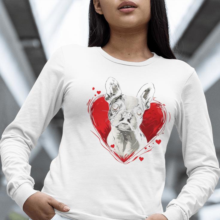 Valentine's Day Boston Terrier Dog Women Long Sleeve T-Shirt, funny gift