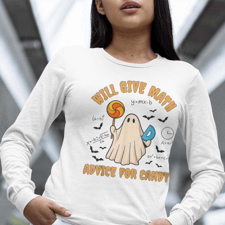 Will Give Math Advice For Candy Math Ghost Teacher Halloween Women Long Sleeve T-Shirt, funny gift Will Give Math Advice For Candy Math Ghost Teacher Halloween Women Long Sleeve T-Shirt, funny gift