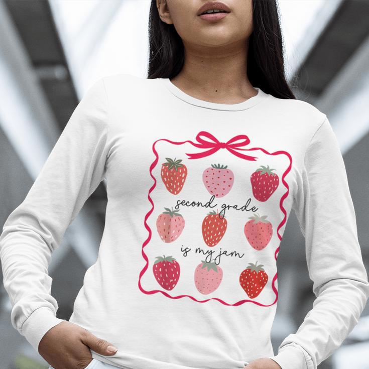 Women Second Grade Is My Jam Strawberry First Kids Teacher Women Long Sleeve T-Shirt, First Grade Teacher Shirts, funny gift Women Second Grade Is My Jam Strawberry First Kids Teacher Women Long Sleeve T-Shirt, First Grade Teacher Shirts, funny gift