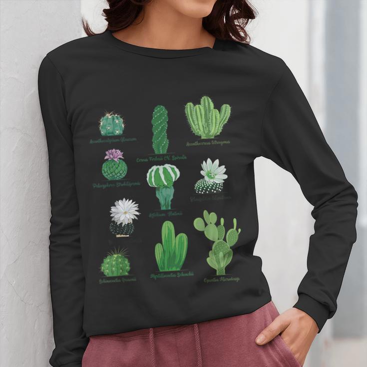10 Types Of Cactus Succulent Teacher Chart Cactus Lover Tee Women Long Sleeve T-Shirt, funny design