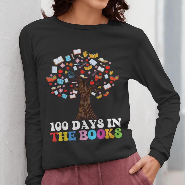 100 Days In The Books Reading Teacher 100th Day Of School Women Long Sleeve T-Shirt, funny design